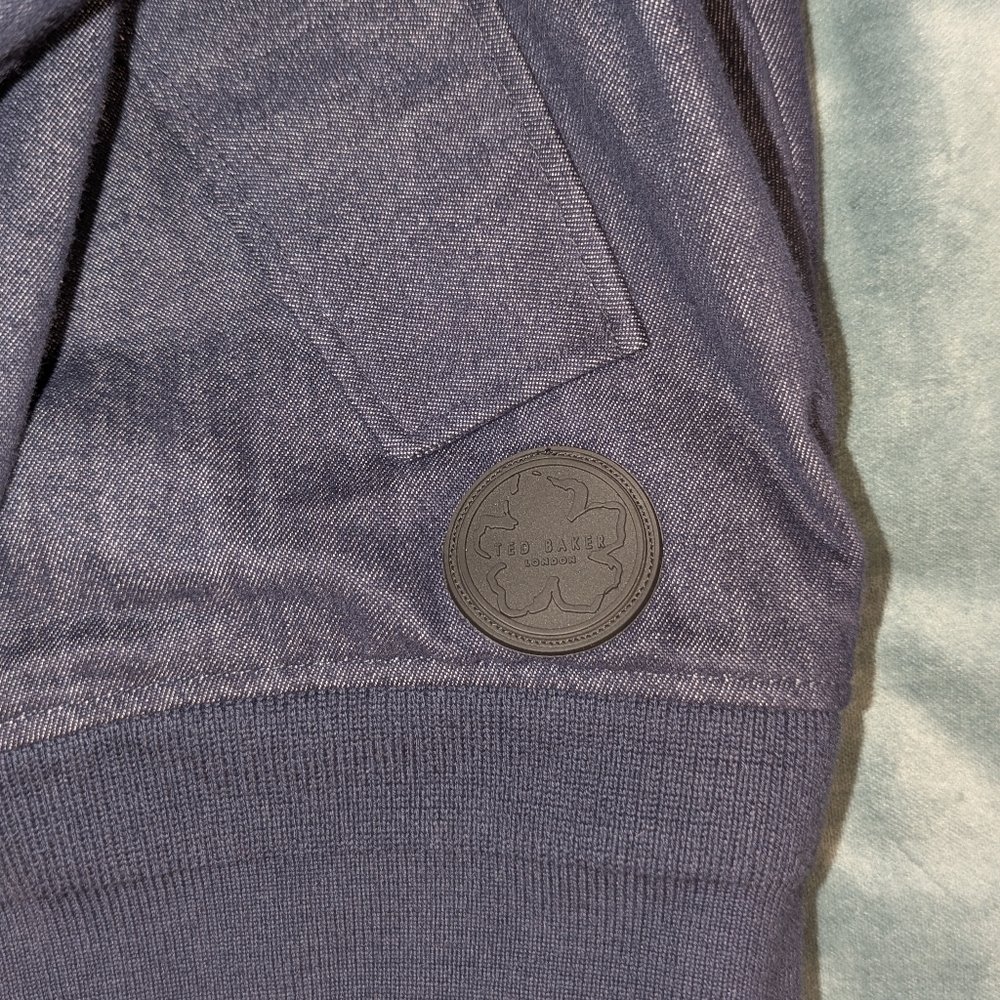 Ted Baker Conham Denim Blue Bomber Jacket - Size 7 (Large) - Retail Value $395 - Picture 6 of 10